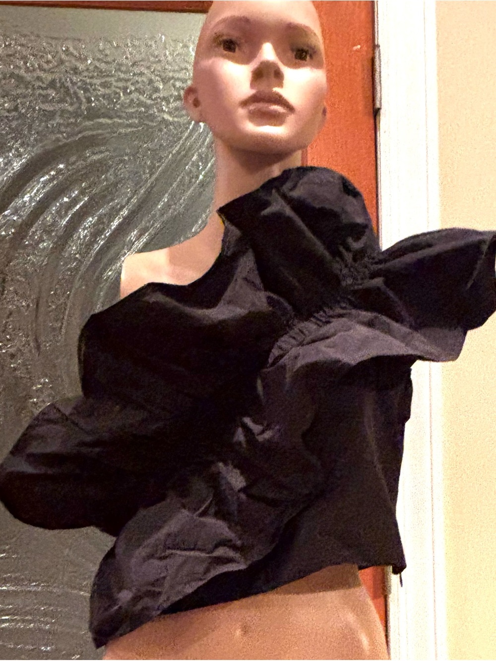 Off-Shoulder Black Ruffle Women's Top - Picture 8 of 8